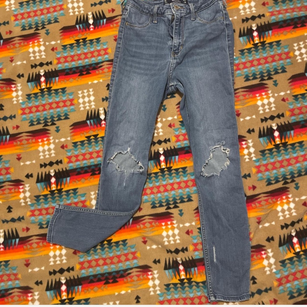 Hollister Blue Skinny Distressed Jeans